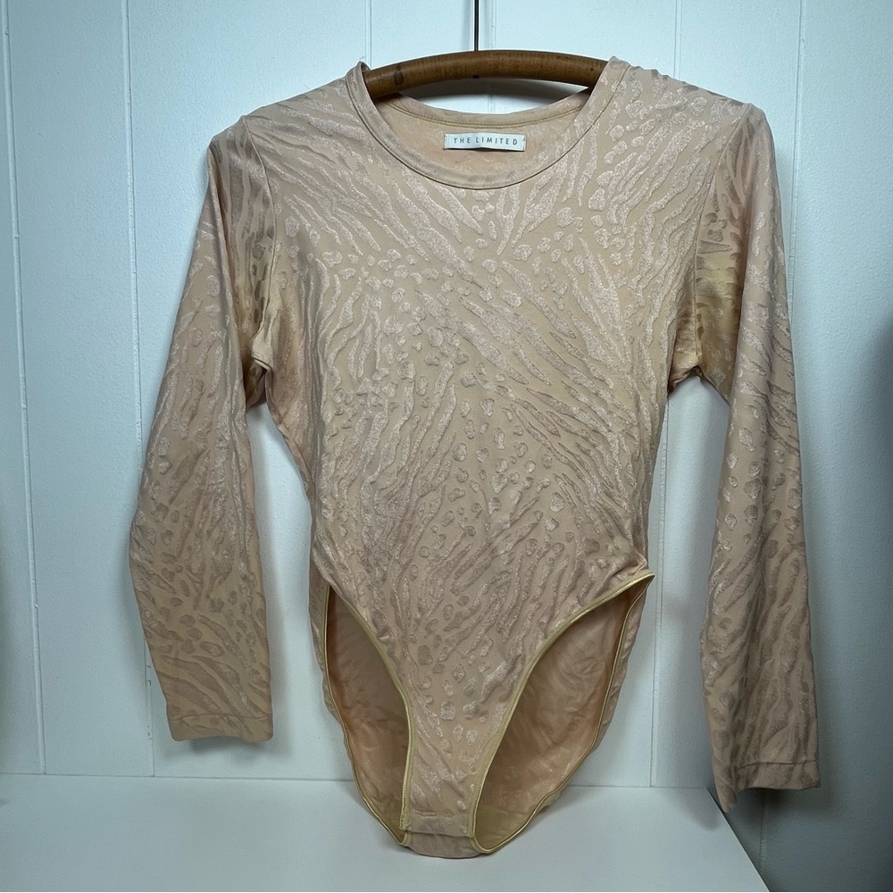 Vintage Y2K The Limited Champagne Animal Print Shimmer Body Suit Size Large